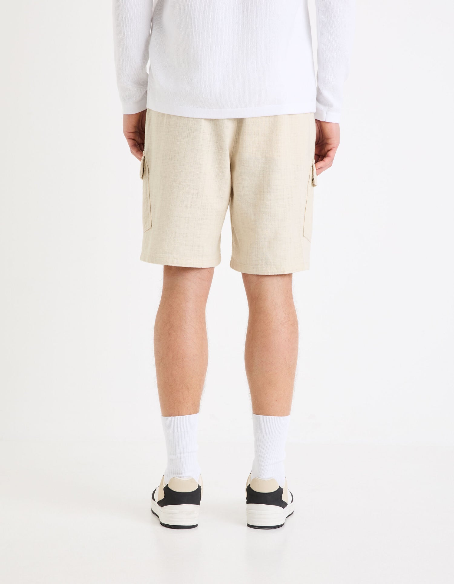 Cotton Cargo Bermuda Shorts_GOCARGOBM_ECRU_03