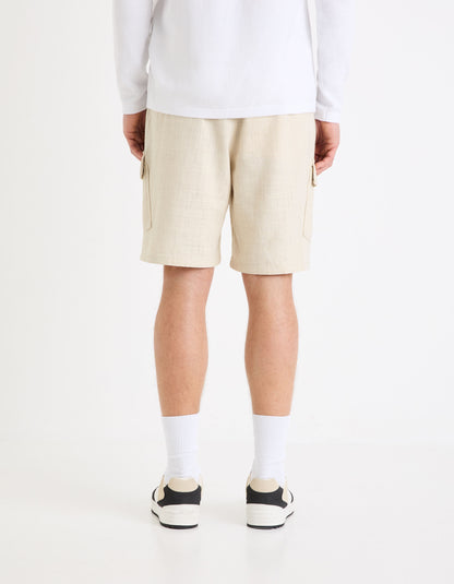 Cotton Cargo Bermuda Shorts_GOCARGOBM_ECRU_03