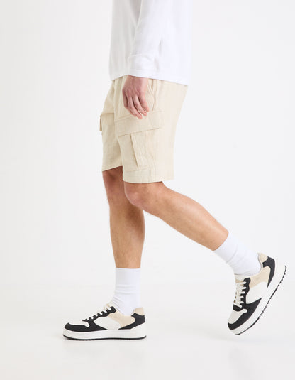 Cotton Cargo Bermuda Shorts_GOCARGOBM_ECRU_04