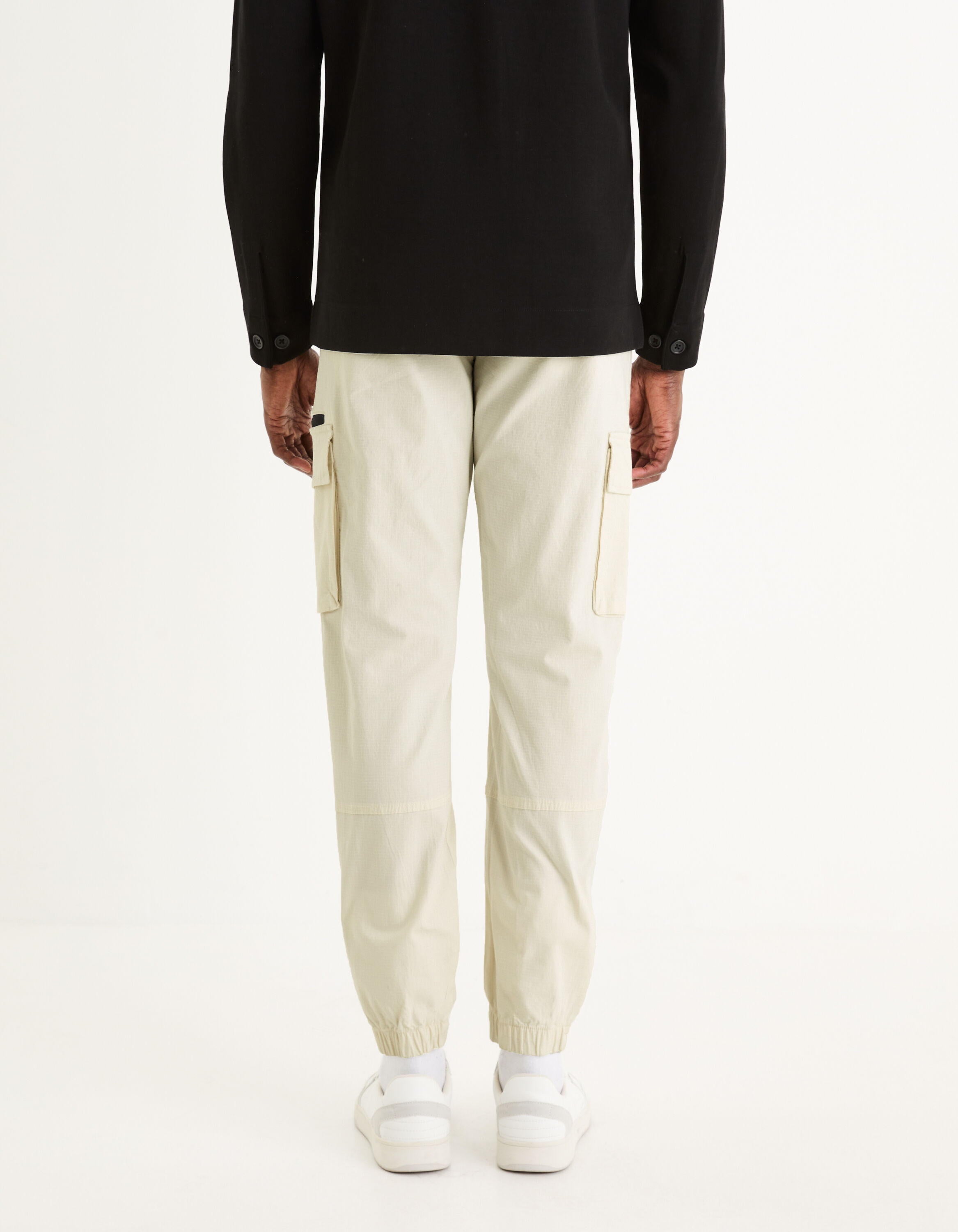 Stretch Cotton Cargo Pants_GOCOTON_ECRU_04