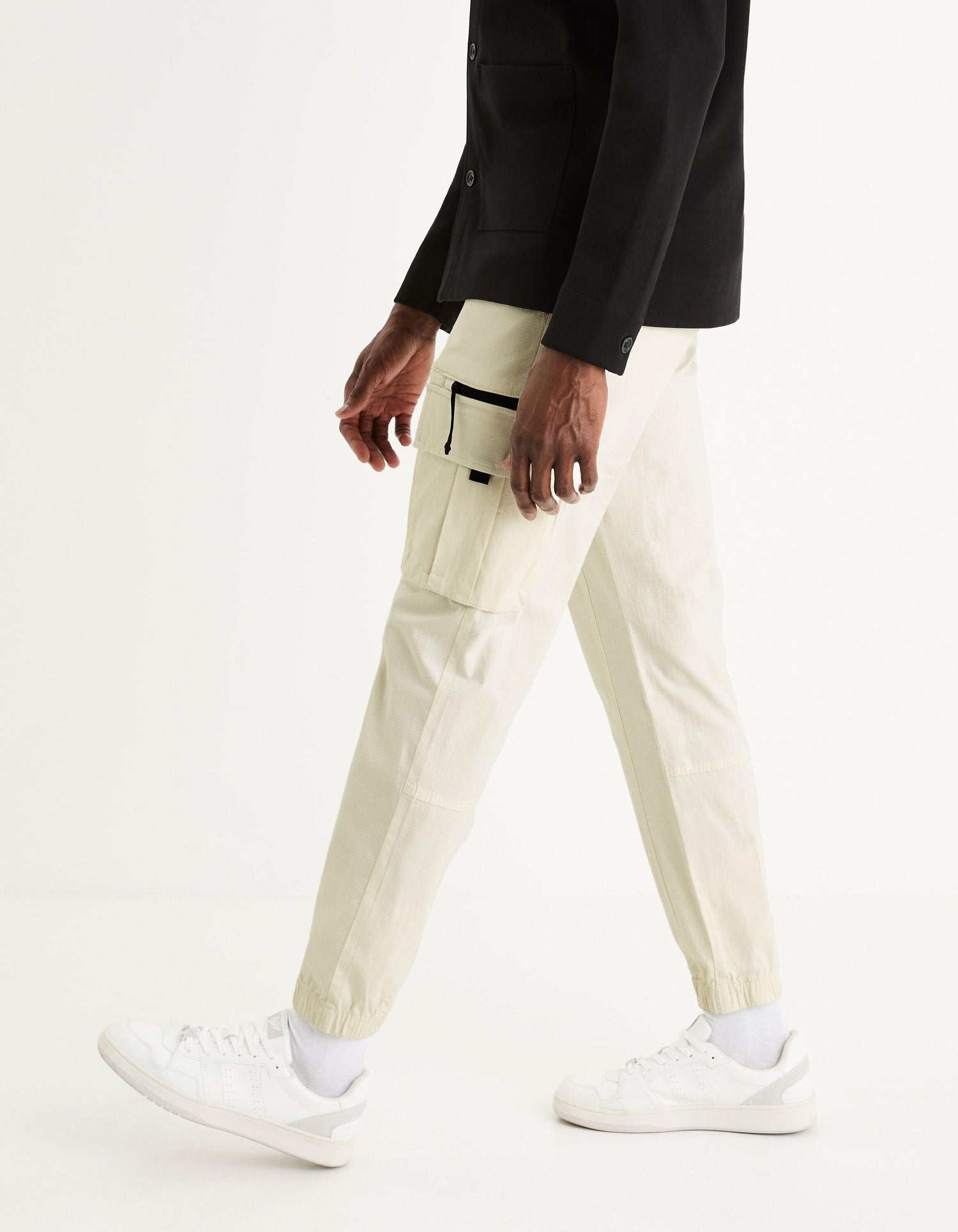 Stretch Cotton Cargo Pants_GOCOTON_ECRU_05