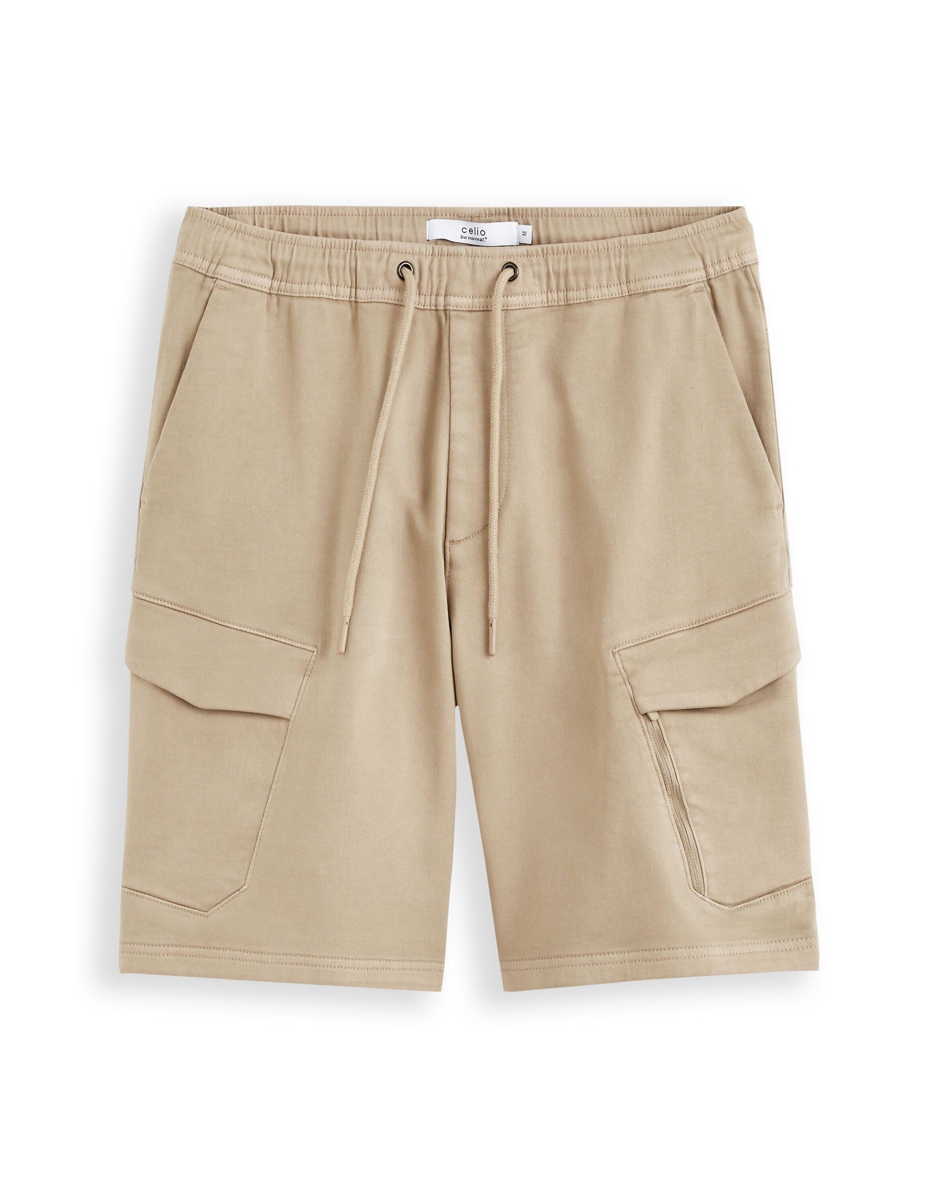 Stretch Cotton Knit Bermuda Shorts - Beige_01