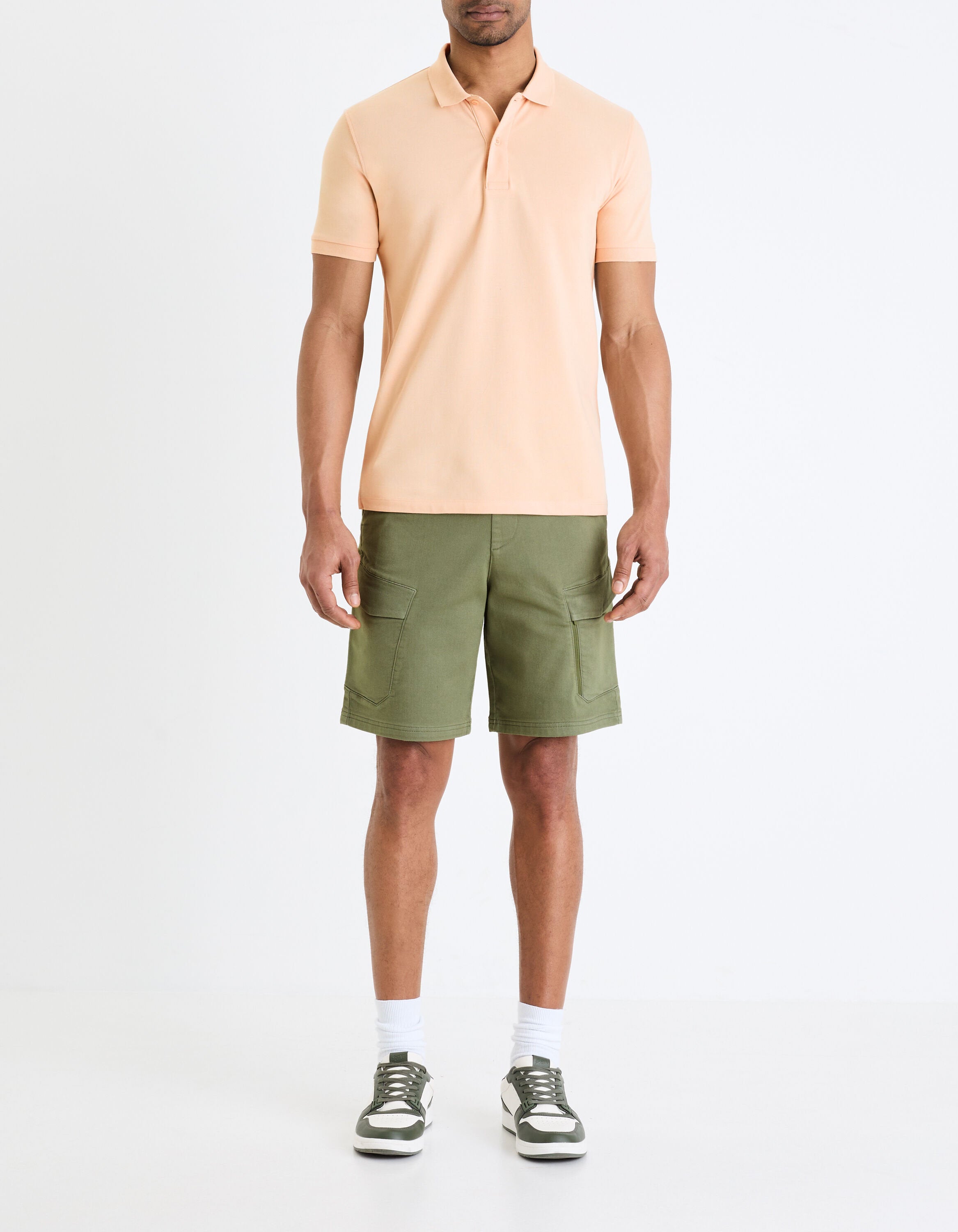 Cotton Stretch Knit Bermuda Shorts - Khaki_03