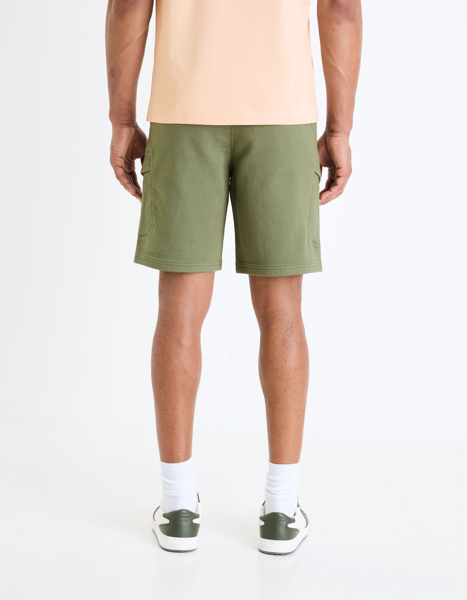 Cotton Stretch Knit Bermuda Shorts - Khaki_04