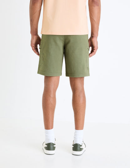 Cotton Stretch Knit Bermuda Shorts - Khaki_04