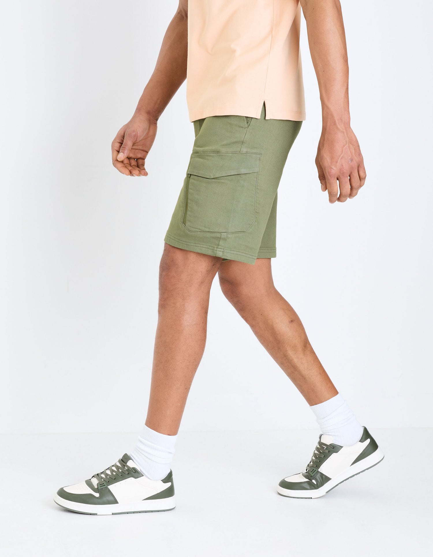 Cotton Stretch Knit Bermuda Shorts - Khaki_05