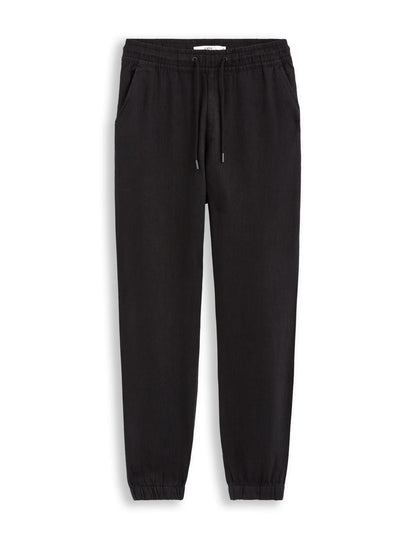 Linen Jogger Trousers - Black_01