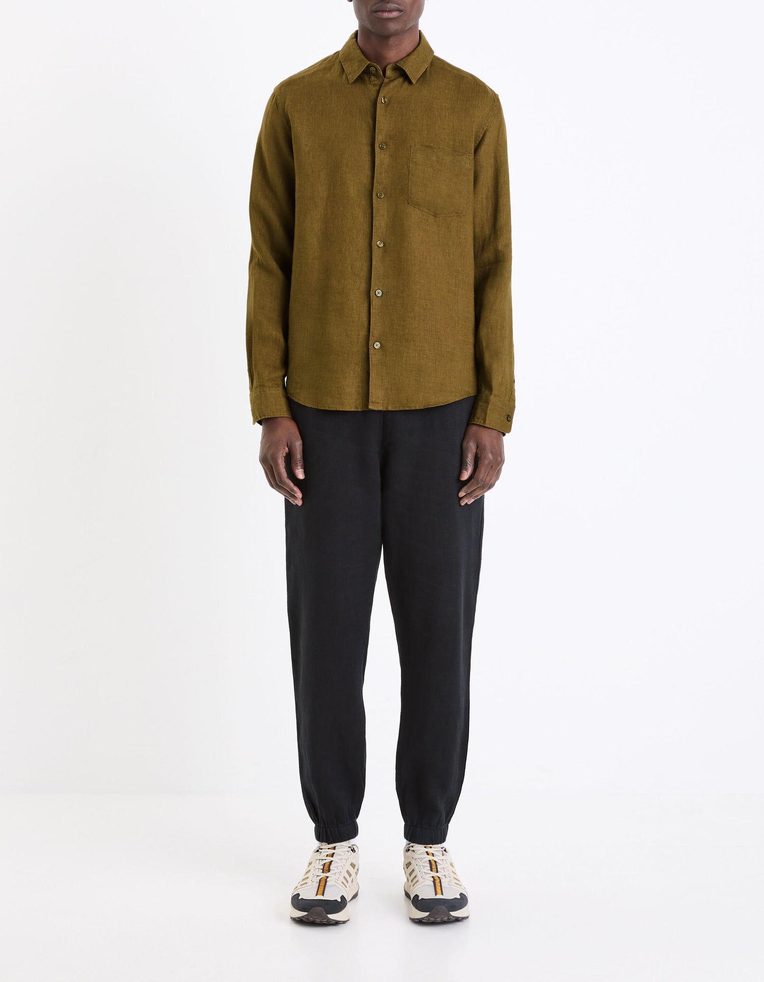 Linen Jogger Trousers - Black_03