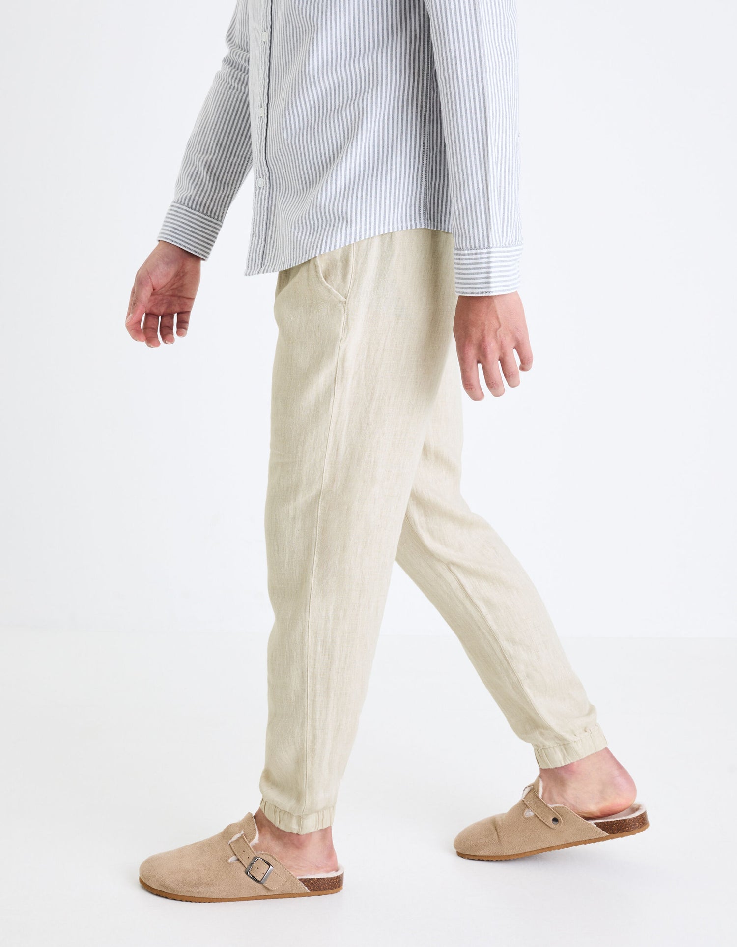 Linen Jogger Trousers - Ecru_05