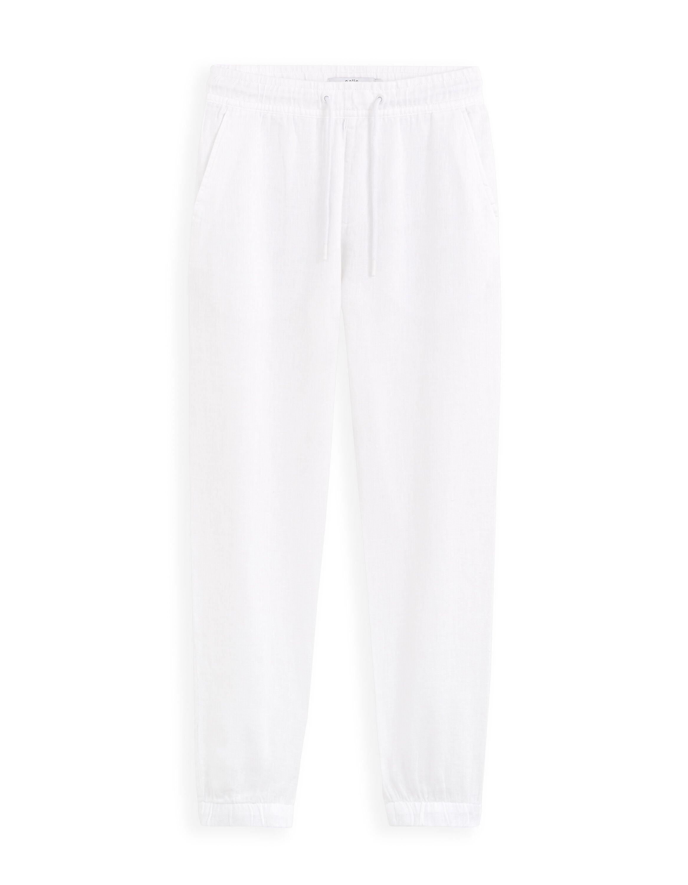 Linen Jogger Trousers - White_01