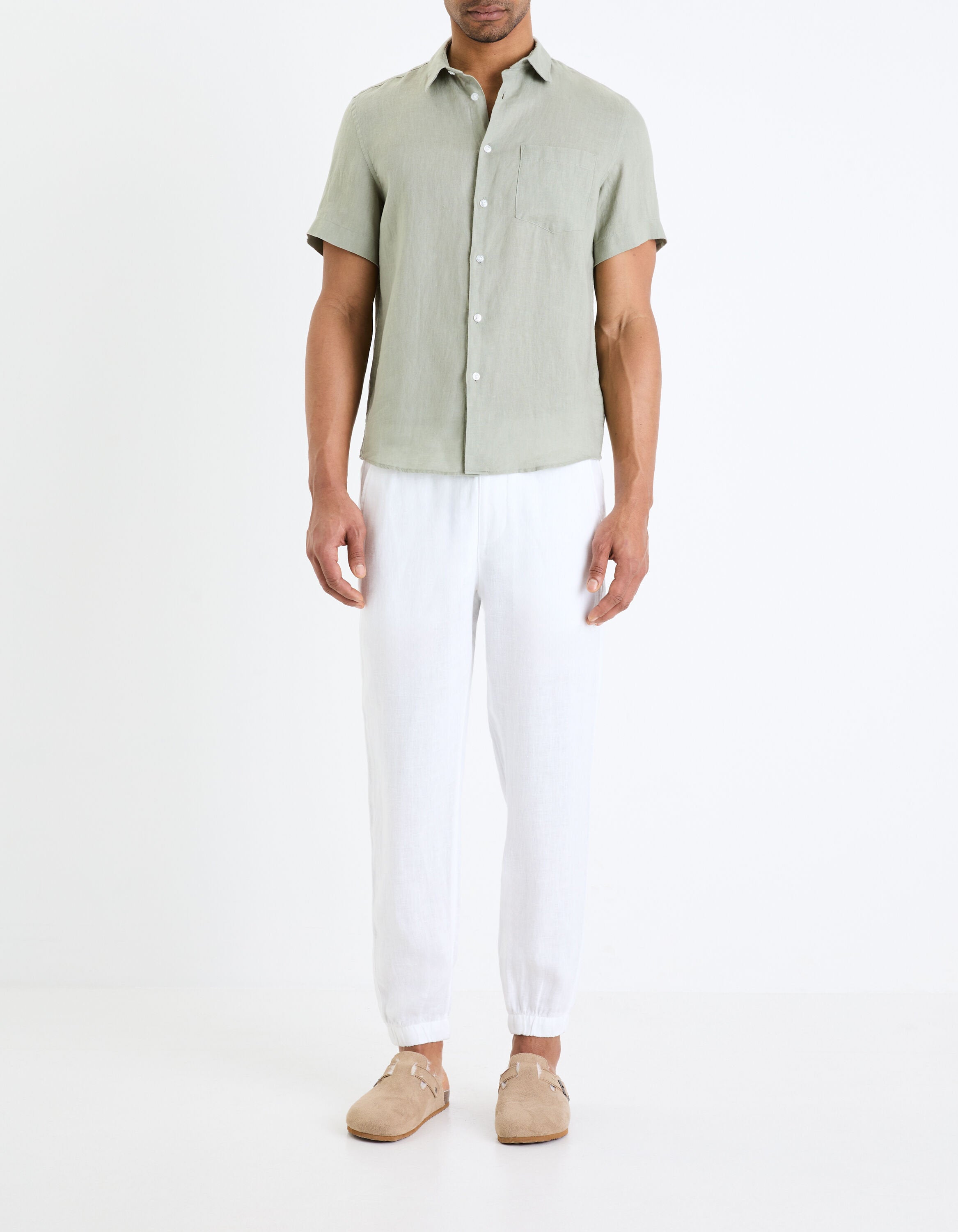 Linen Jogger Trousers - White_03