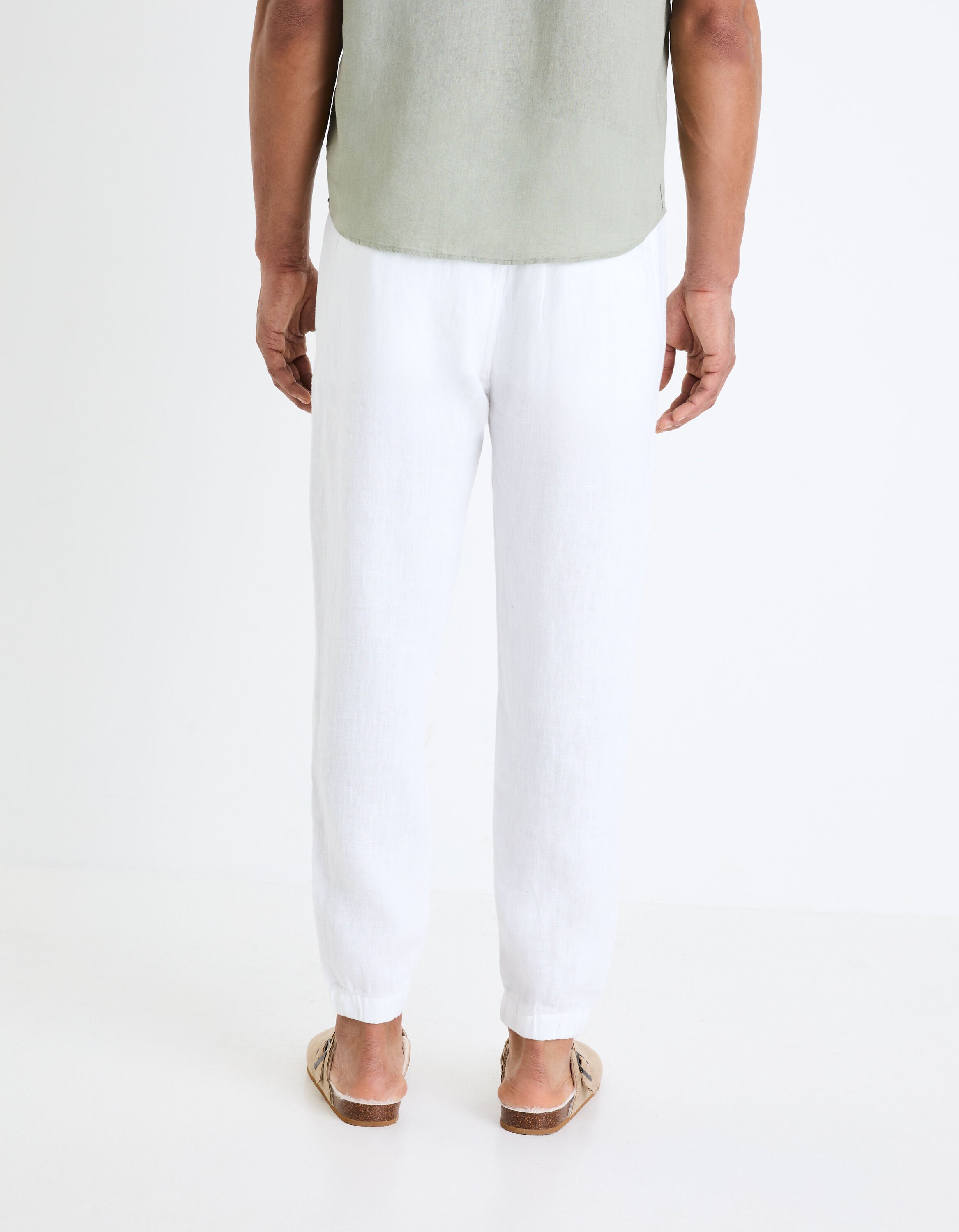 Linen Jogger Trousers - White_04