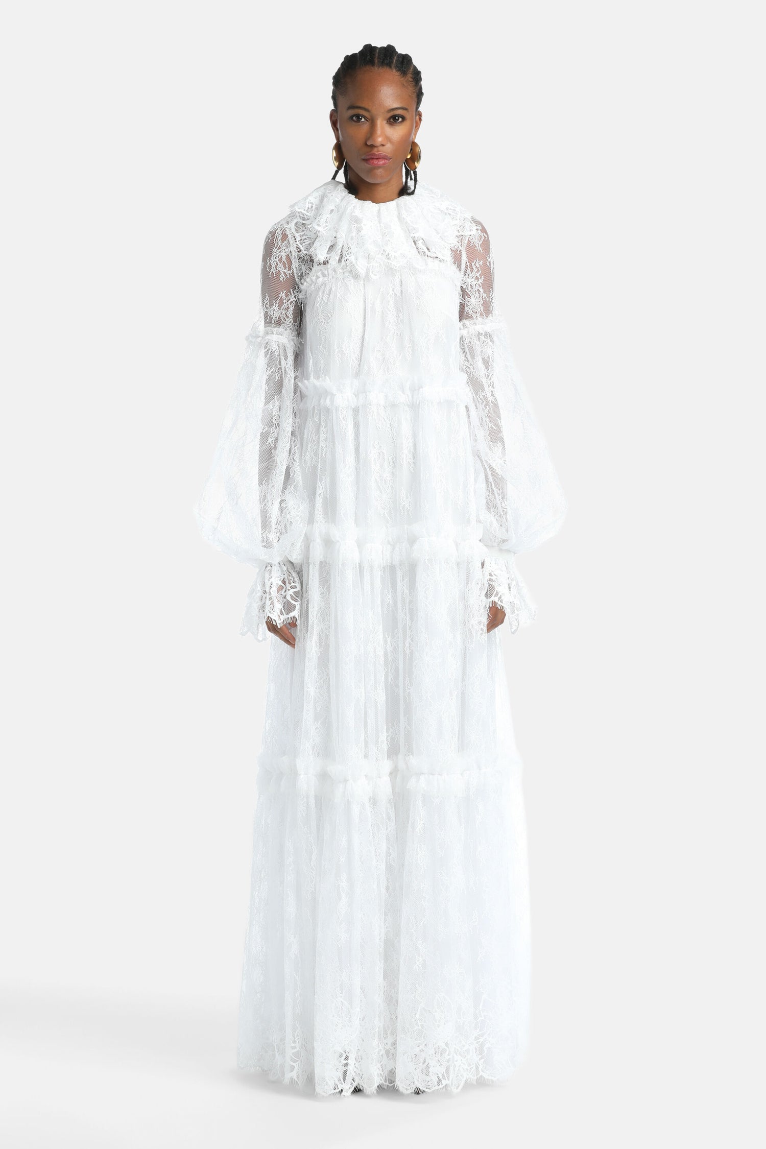 Luisa Spagnoli_Bianco/Bianco_Goniometro - Lace Long Gown Ð Fashion Show_GONIOMETRO_0201 0201_01