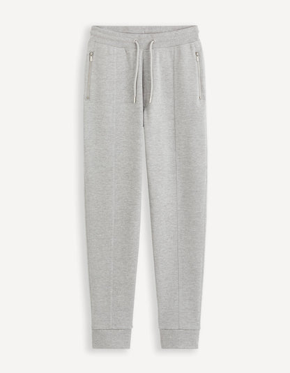 Regular Cotton Blend Jogging Pants_GOPIQUET_HEATHER GREY_01