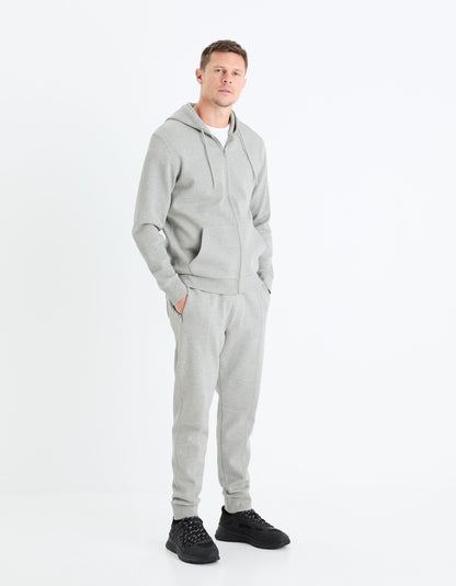 Regular Cotton Blend Jogging Pants_GOPIQUET_HEATHER GREY_02