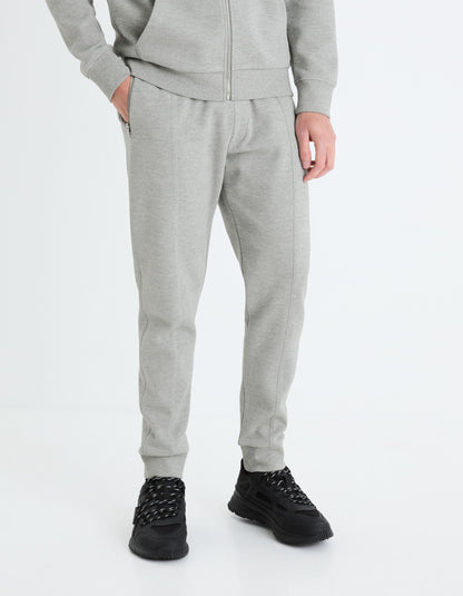 Regular Cotton Blend Jogging Pants_GOPIQUET_HEATHER GREY_03