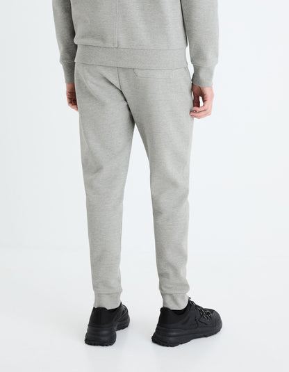 Regular Cotton Blend Jogging Pants_GOPIQUET_HEATHER GREY_04