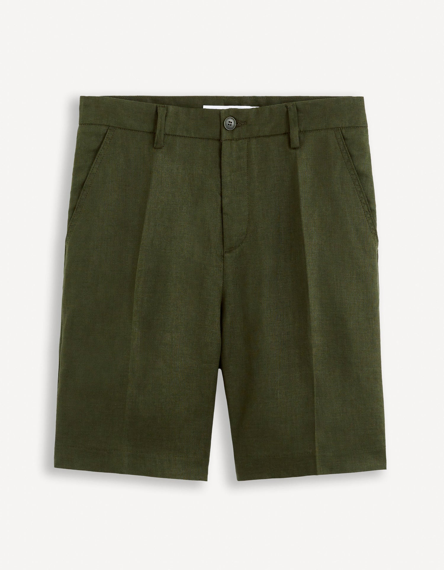 Linen Bermuda Shorts_GOSUITBM_DARK GREEN_01