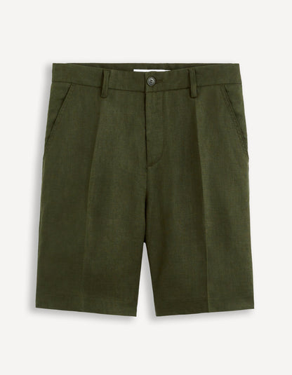 Linen Bermuda Shorts_GOSUITBM_DARK GREEN_01