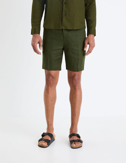 Linen Bermuda Shorts_GOSUITBM_DARK GREEN_02