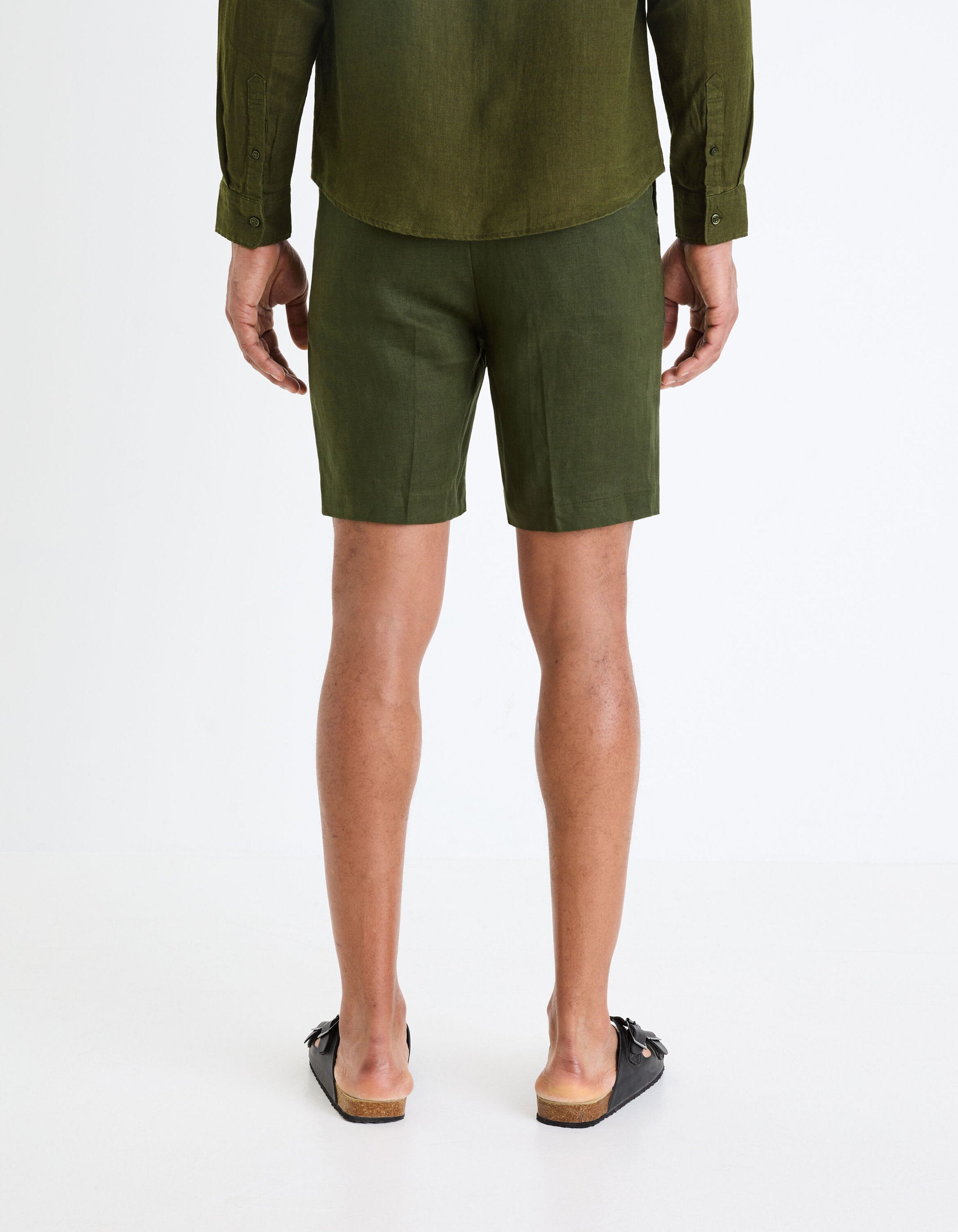 Linen Bermuda Shorts_GOSUITBM_DARK GREEN_03