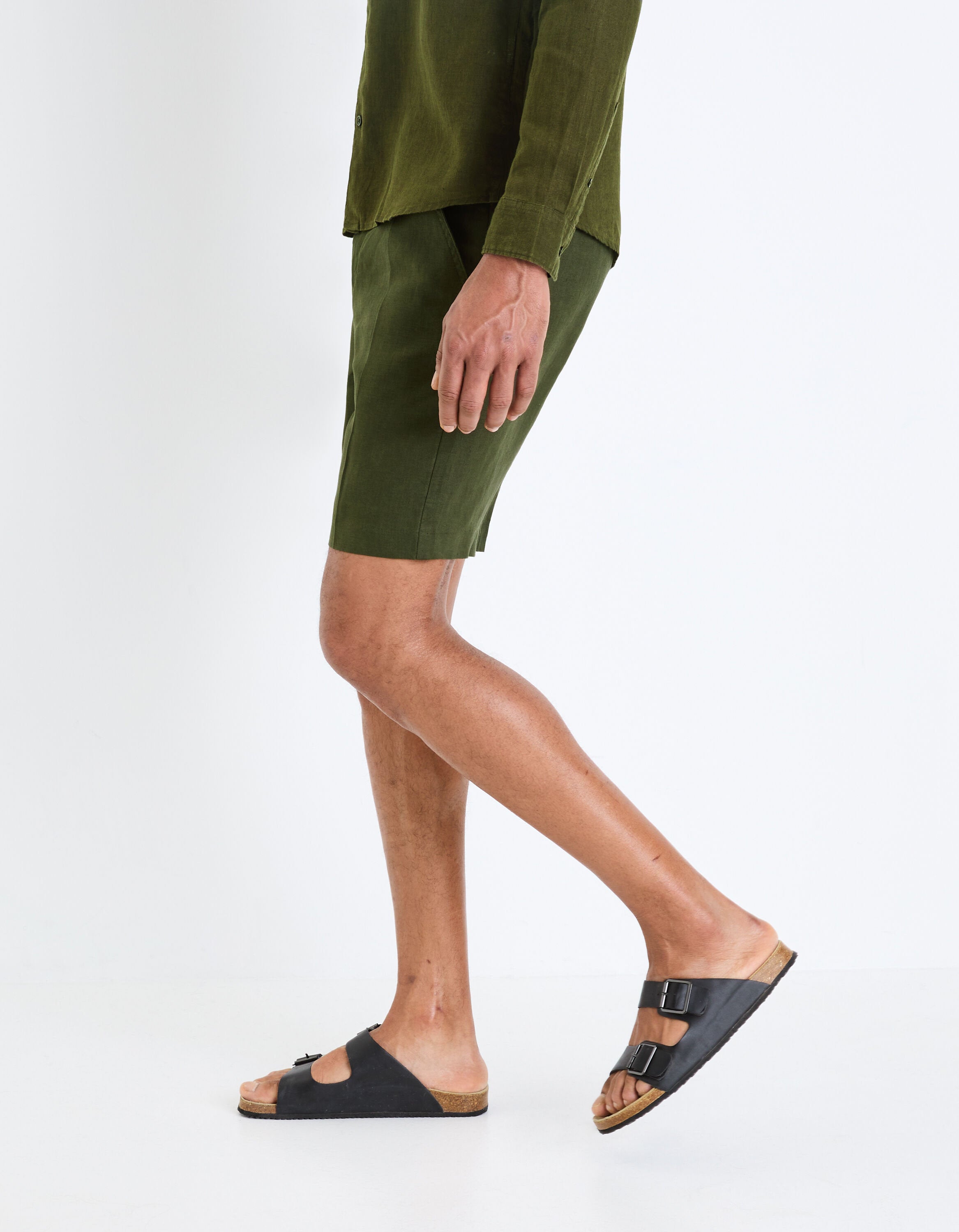 Linen Bermuda Shorts_GOSUITBM_DARK GREEN_04