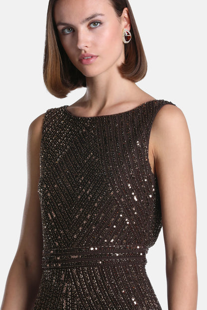Luisa Spagnoli Gianduia Women Gradis Elegant Maxi Dress with AppliquŽs SKU: GRADIS_0966 Image 03