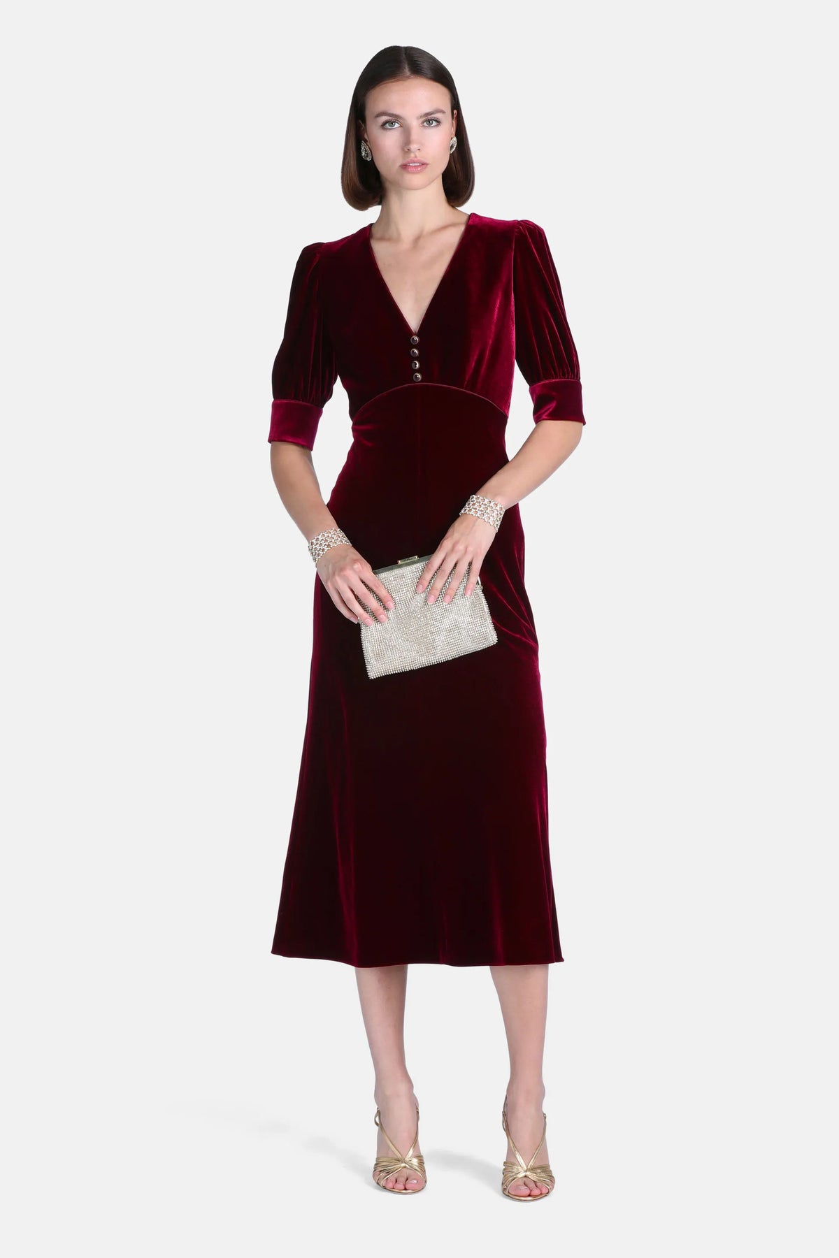 Luisa Spagnoli Rubino Women Gray - Elegant Silk and Viscose Velvet Midi Dress SKU: GRAY_2446 Image 01