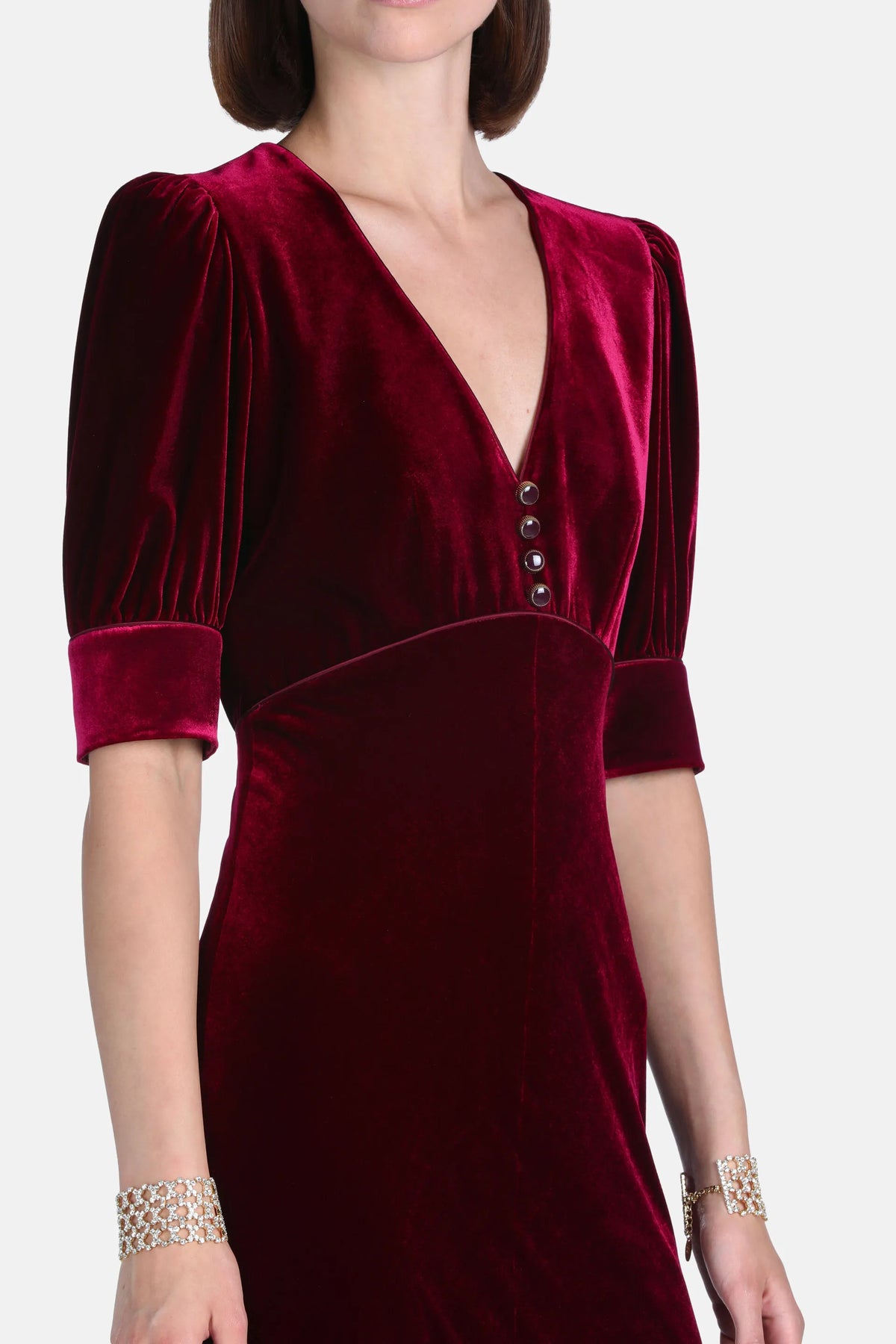 Luisa Spagnoli Rubino Women Gray - Elegant Silk and Viscose Velvet Midi Dress SKU: GRAY_2446 Image 03
