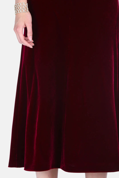 Luisa Spagnoli Rubino Women Gray - Elegant Silk and Viscose Velvet Midi Dress SKU: GRAY_2446 Image 04