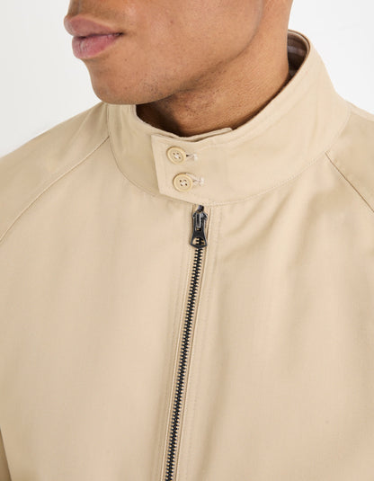 Buttoned High Collar Jacket - Beige_06