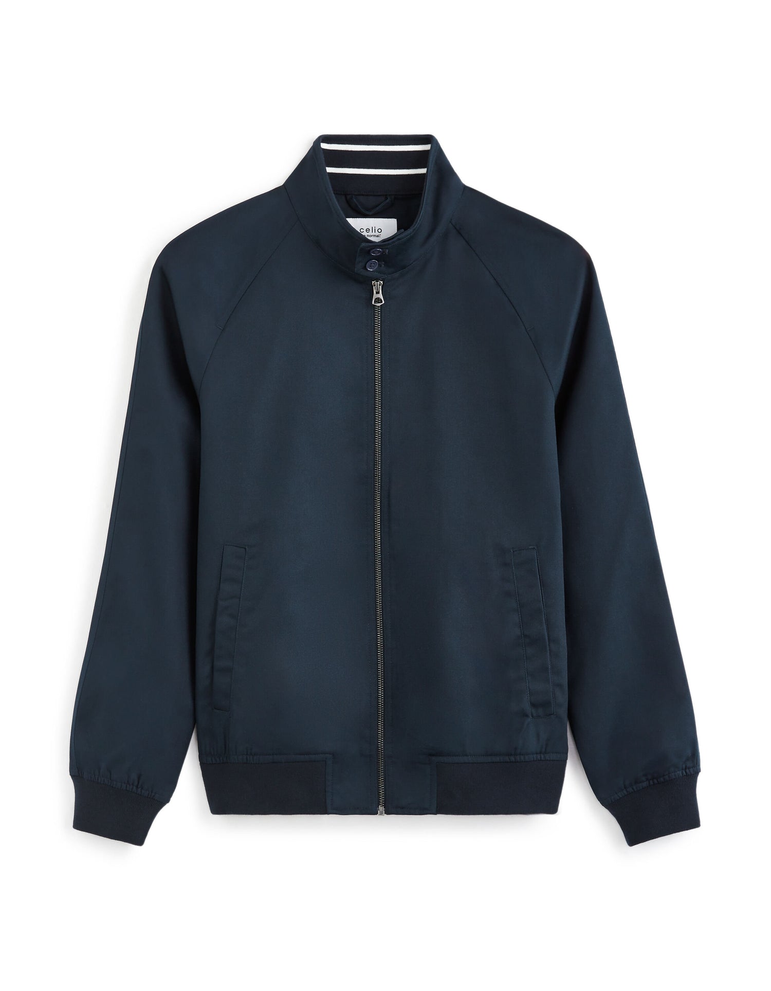 Buttoned Stand-Up Collar Jacket - Navy_01