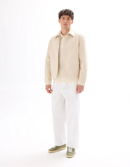 Celio_Ecru_100% Cotton Zipped Jacket with Shirt Collar_GUDEAN_ECRU_02