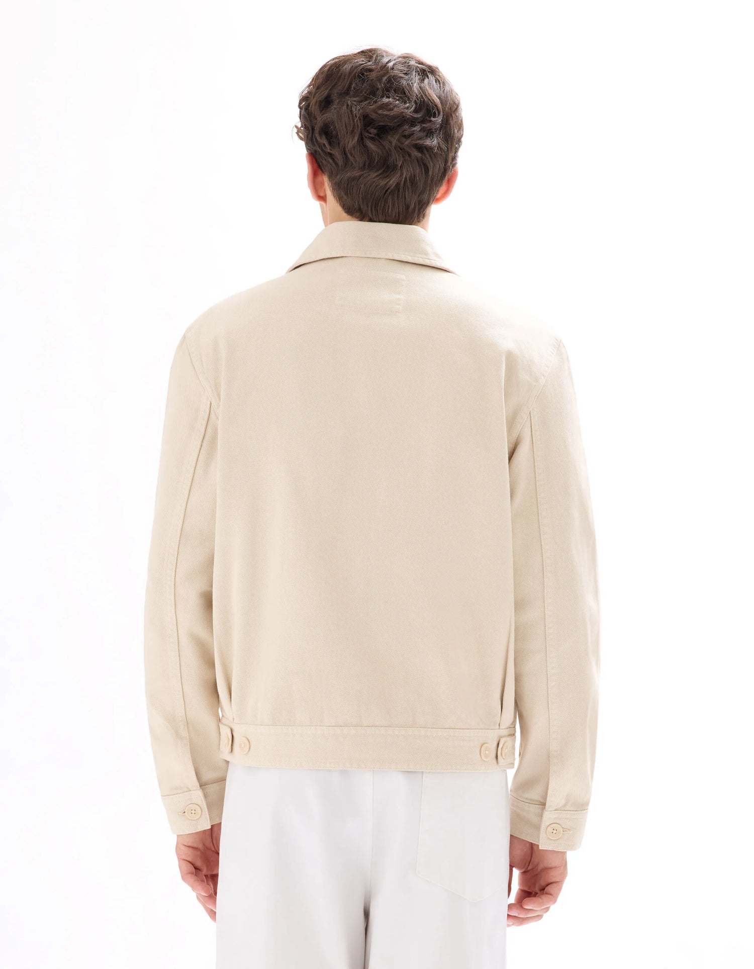 Celio_Ecru_100% Cotton Zipped Jacket with Shirt Collar_GUDEAN_ECRU_03