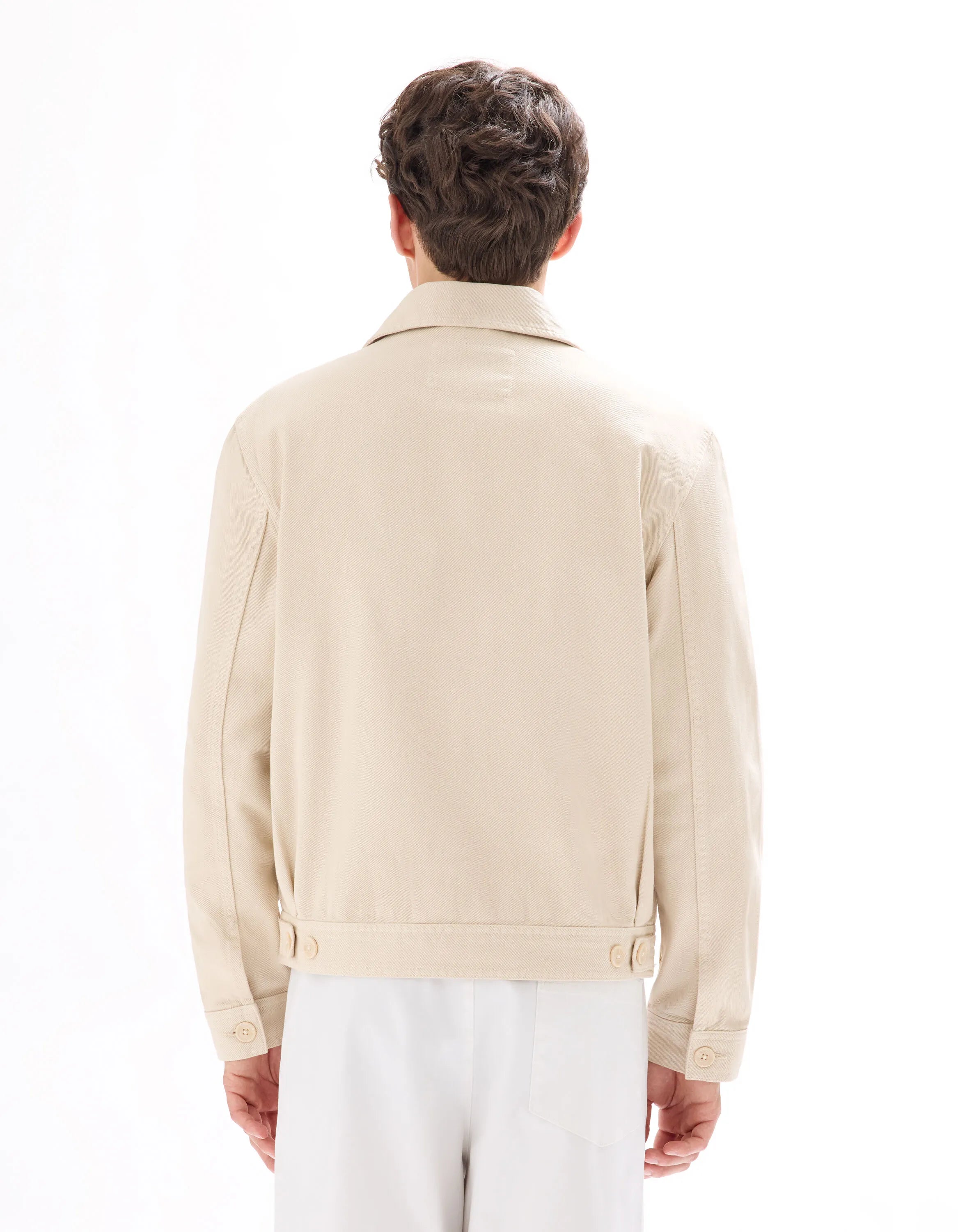 Celio_Ecru_100% Cotton Zipped Jacket with Shirt Collar_GUDEAN_ECRU_03