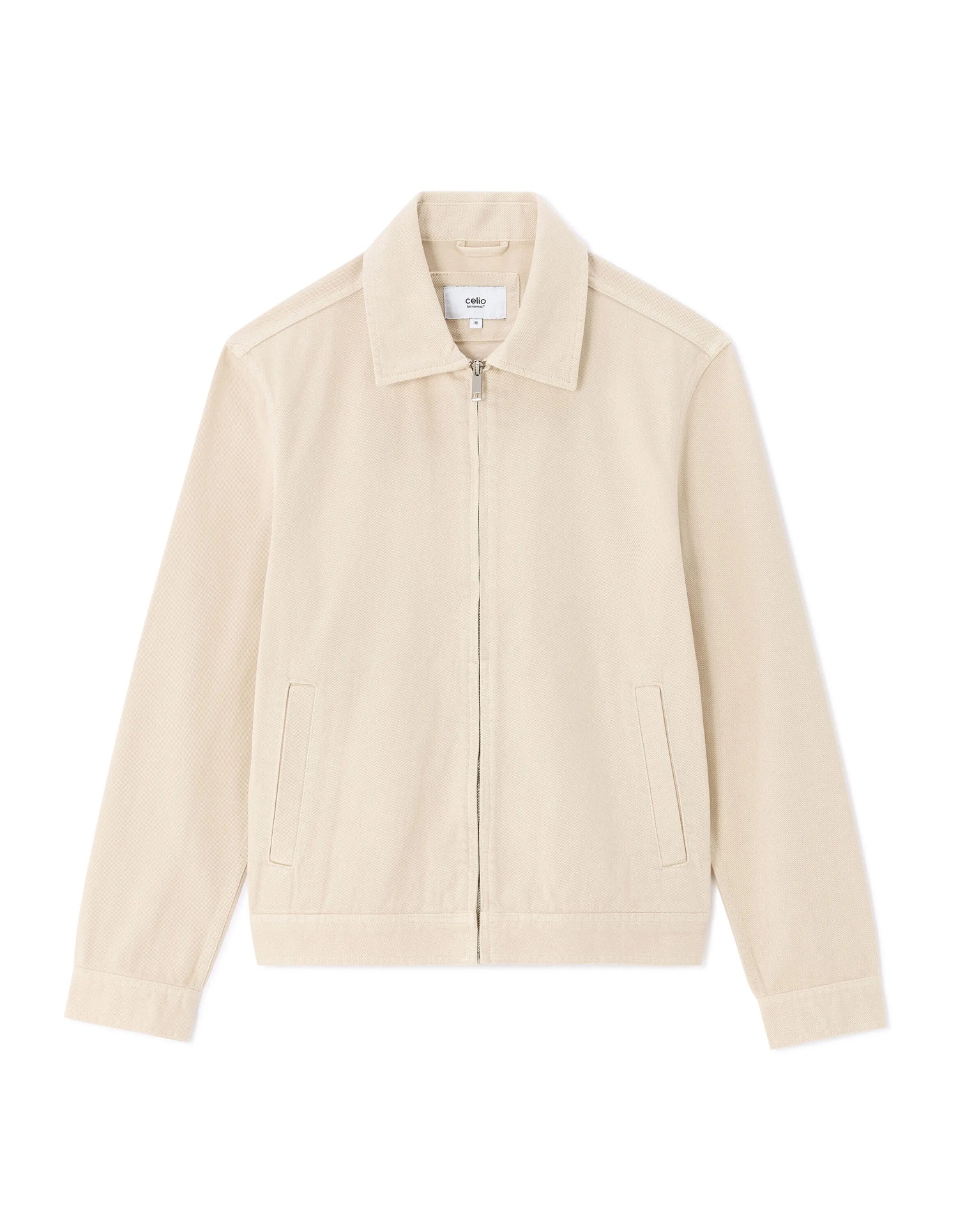 Celio_Ecru_100% Cotton Zipped Jacket with Shirt Collar_GUDEAN_ECRU_07