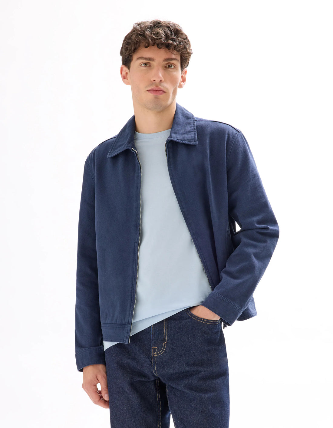 Celio_Navy 1_100% Cotton Zip-Up Shirt Collar Jacket_GUDEAN_NAVY 1_01