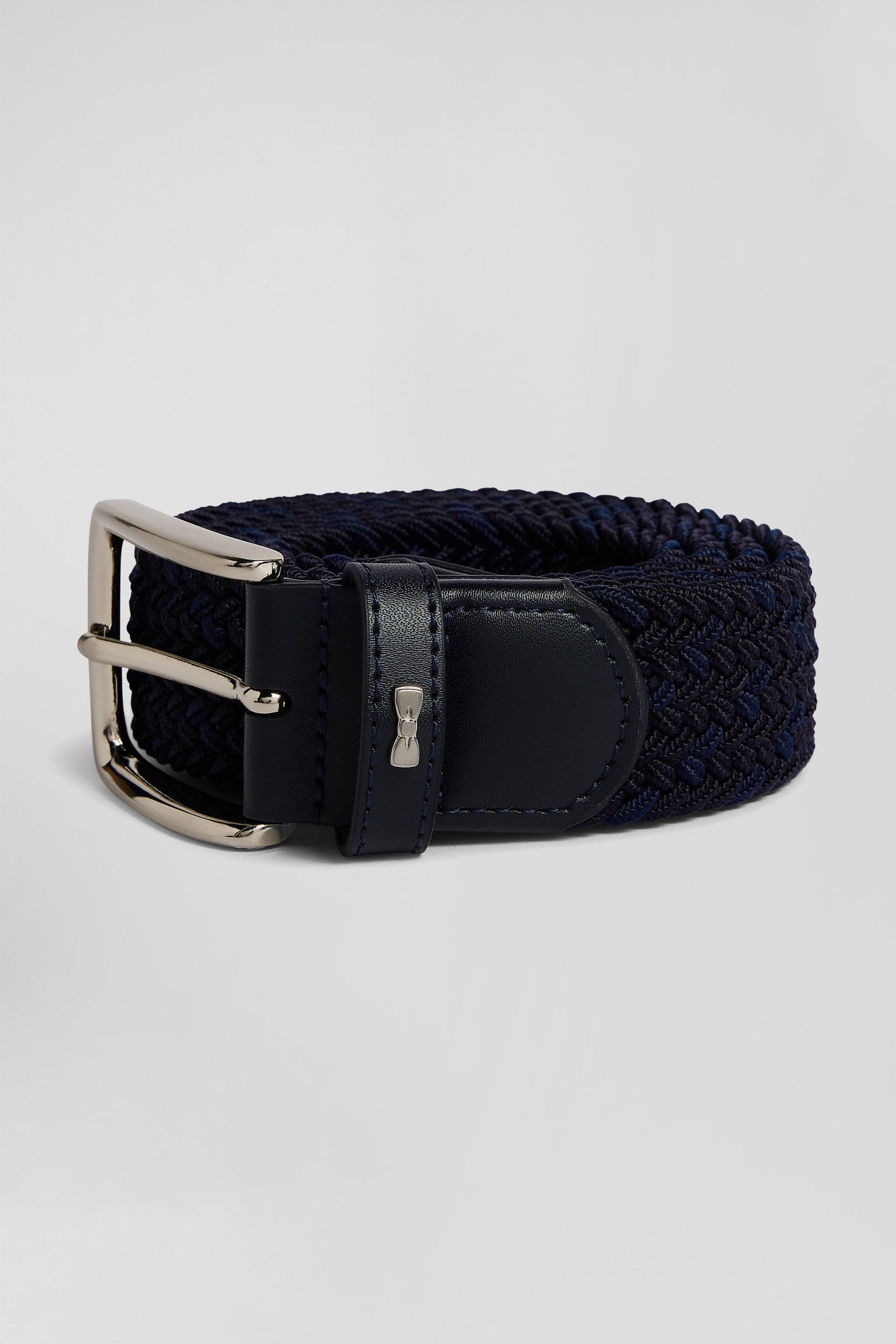 Navy Blue Braided Belt with Silver Metal Buckle_H24ACTCE0005_BLF_02