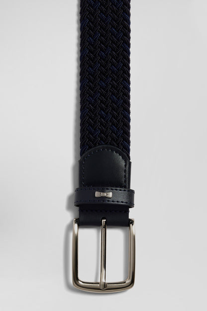 Navy Blue Braided Belt with Silver Metal Buckle_H24ACTCE0005_BLF_03