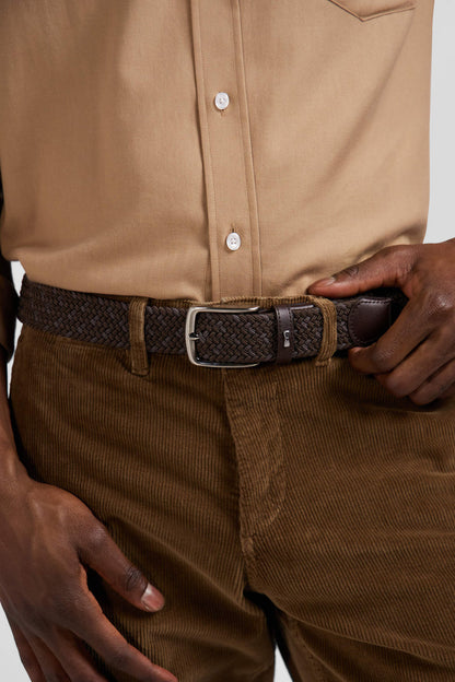 Brown Braided Belt with Silver Metal Buckle_H24ACTCE0005_MAF1_01