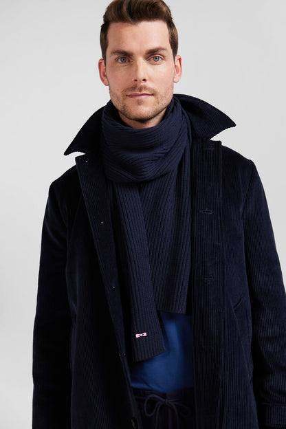 Navy Blue Plain Cotton Scarf_H24ACTEC0001_BLF_01