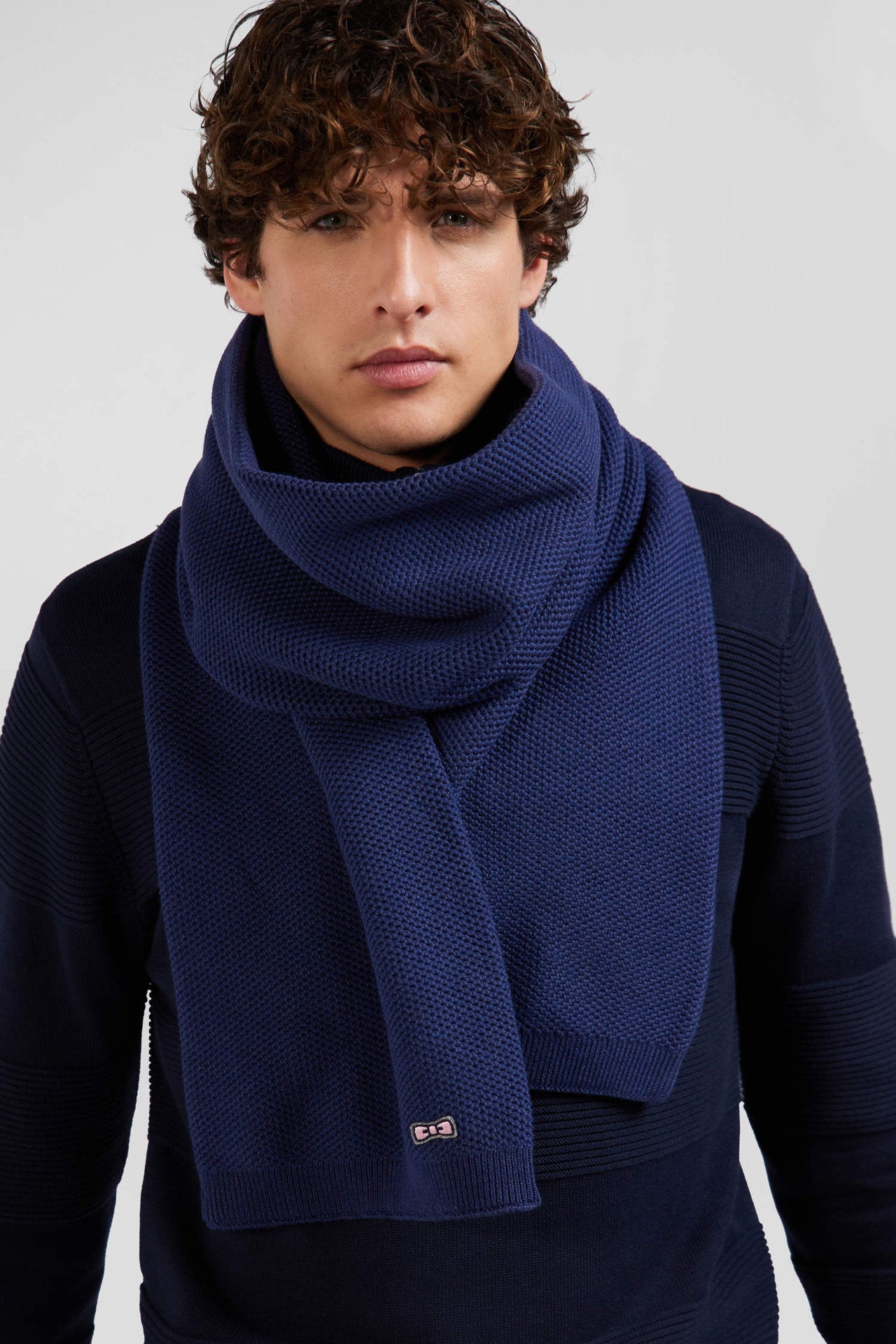 Dark Blue Plain Cotton Scarf_H24ACTEC0002_BLF7_01