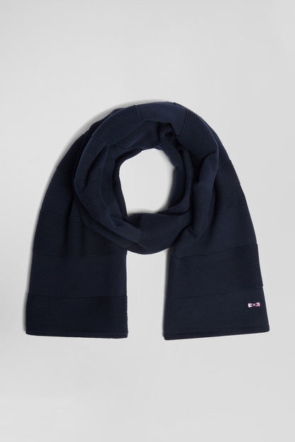 Navy Blue Striped Cotton Scarf_H24ACTEC0003_BLF_02