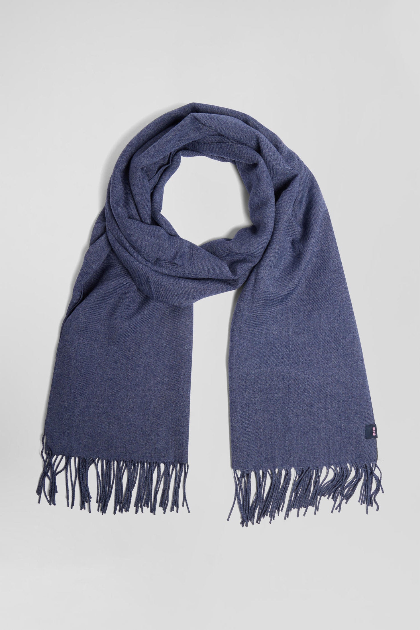 Blue Fringed Plain Scarf_02