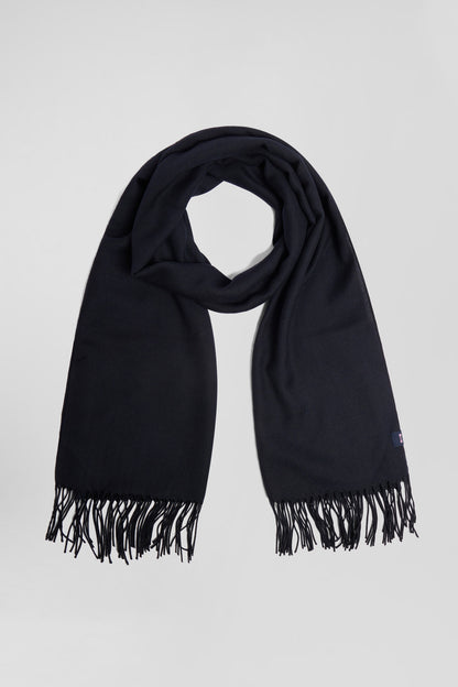 Navy Blue Fringed Plain Scarf_02