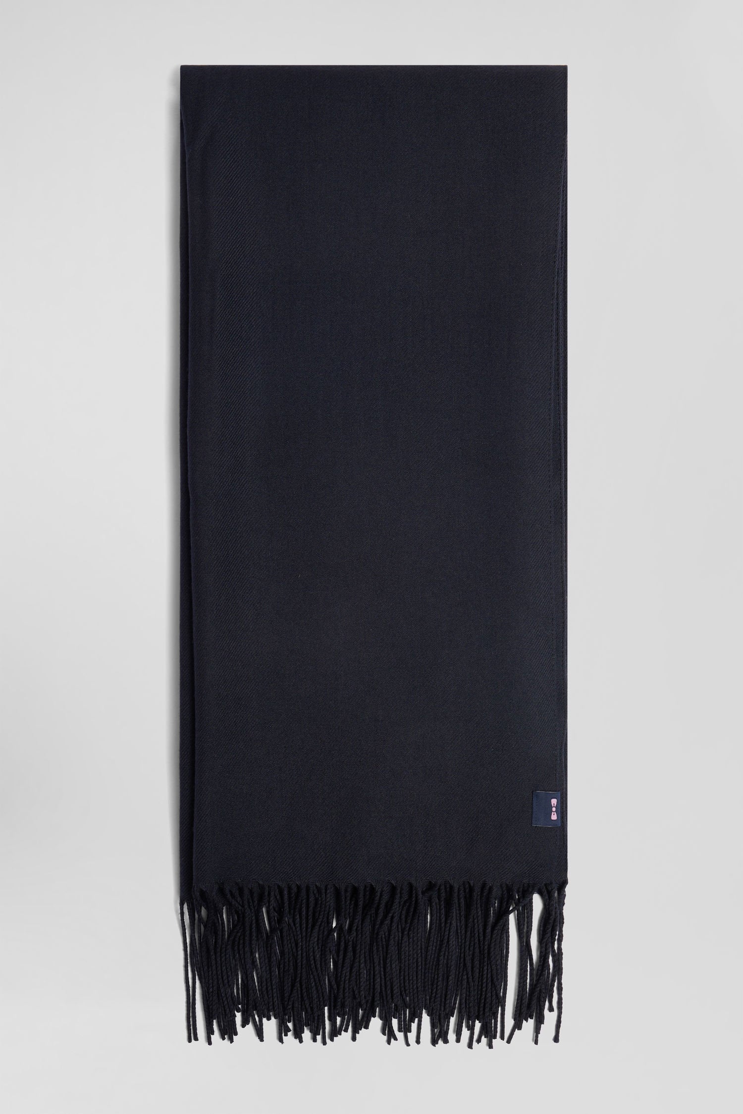 Navy Blue Fringed Plain Scarf_03