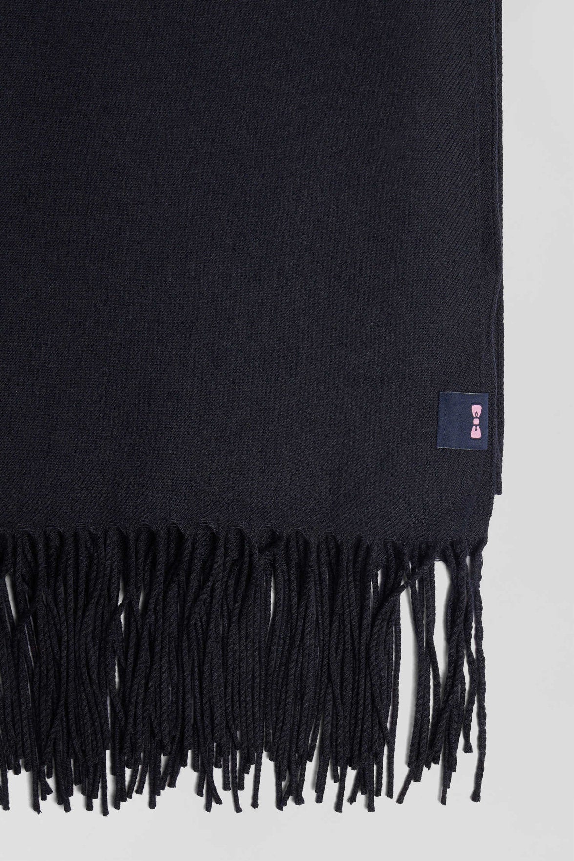 Navy Blue Fringed Plain Scarf_04