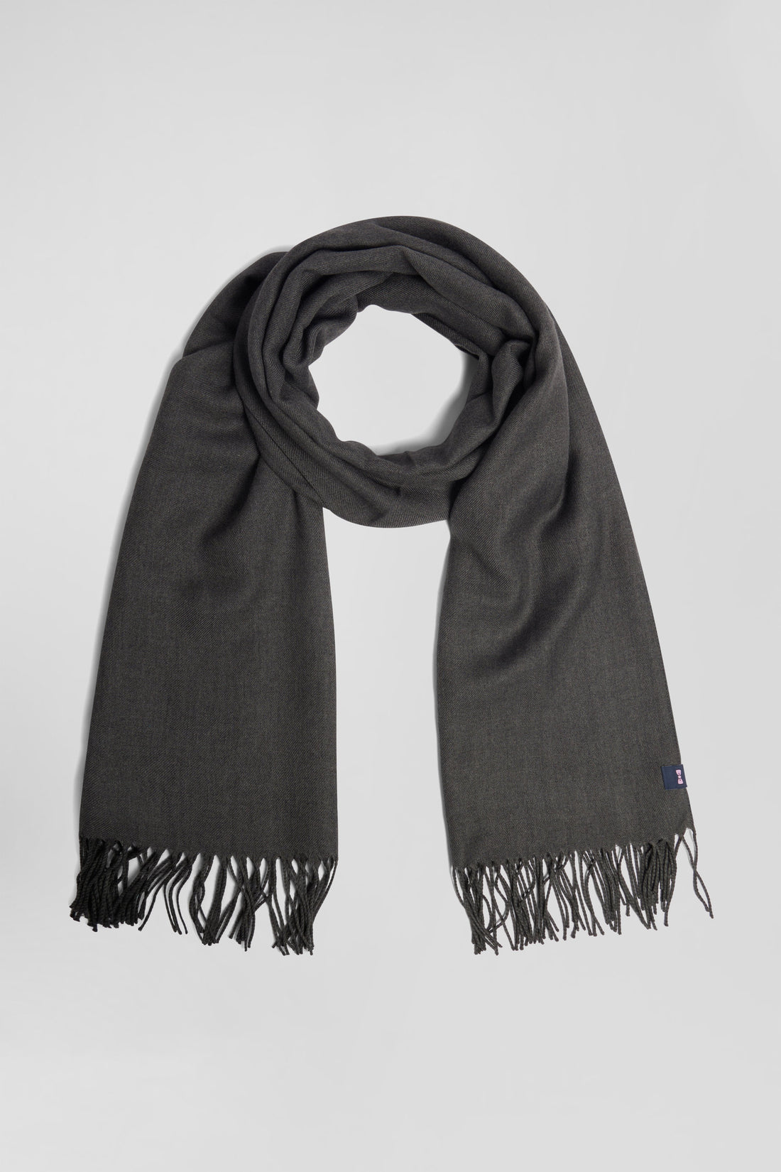 Anthracite Grey Fringed Plain Scarf_02