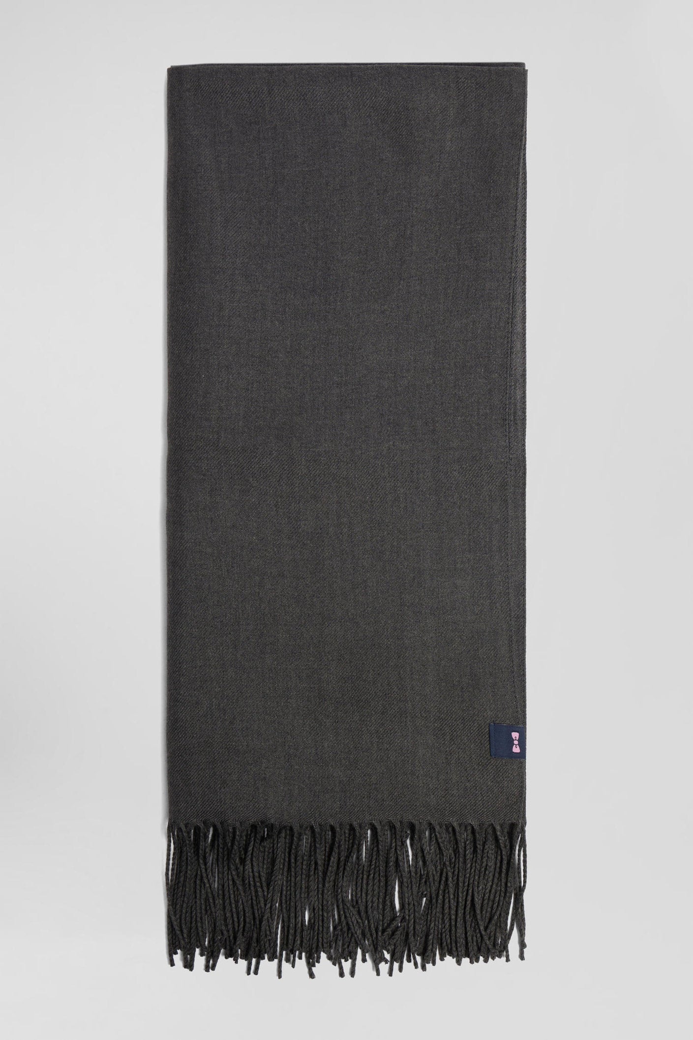 Anthracite Grey Fringed Plain Scarf_03