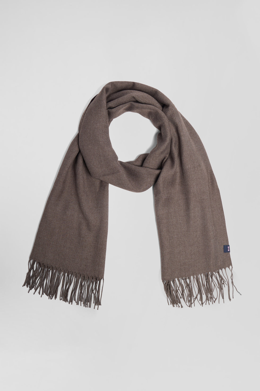 Brown Fringed Plain Scarf_02